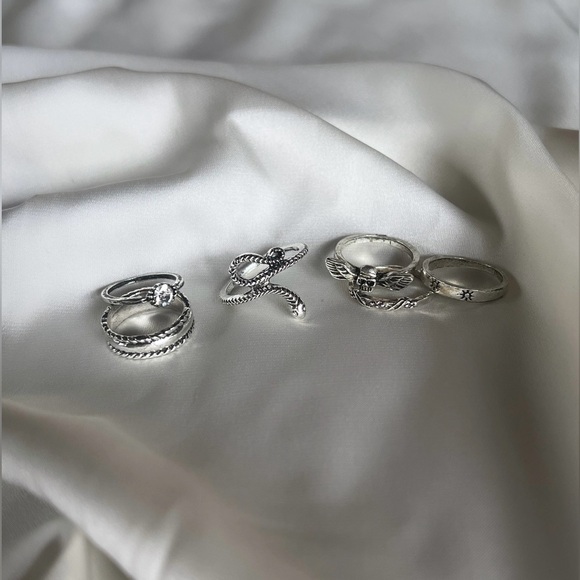 6PC SILVER RING SET - Picture 2 of 2